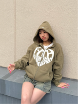 心臟徽標拉鍊連帽衫