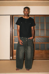 ルーズヘンリーネックワッフルTシャツ