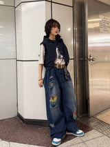 rainbow damage denim