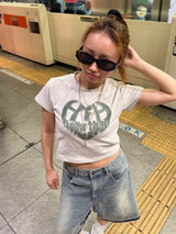 HEART LOGO APPLIQUÉ CROPPED TEE