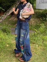 rainbow damage denim