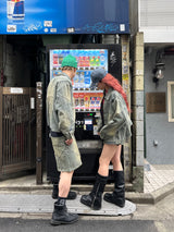 Switched denim shorts