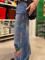 rainbow damage denim