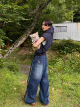 rainbow damage denim