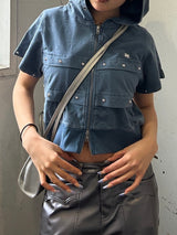 short sleeve zip hoodie