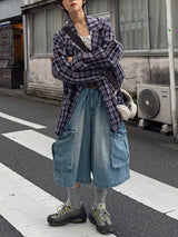 チェック柄のテーラードジャケット