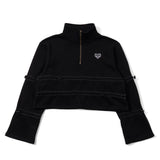 Draw cord half zip sweat