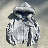 OE logo far zip hoodie