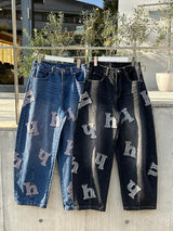 H flower logo denim