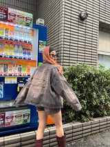 Switched denim zip blouson