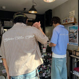 Striped open collar shirt