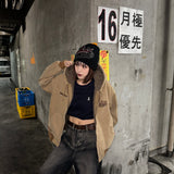 國王徽標復古連帽工作夾克