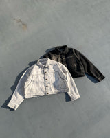 curve stitch denim blouson