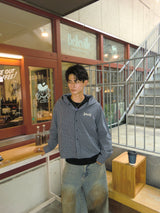 Tribal logo check hooded shirt