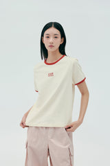 (Women) CGP Small Square Logo Ringer Short Sleeve T-Shirt CBEUWTS017