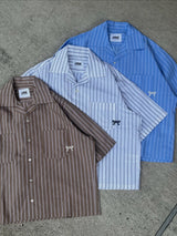 Striped open collar shirt