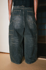 Vintage processed super wide baggy denim