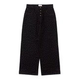 leopard straight denim pants