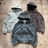 Ruler paint denim zip hoodie