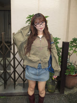 heart logo damage zip hoodie