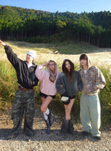 Universal logo boa duck hooded jacket