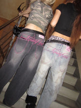 Ninety Girl Logo Glitter Buggy Denim Pants