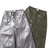 flap leather pants
