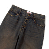 스터드 스트레이트 데님 팬츠