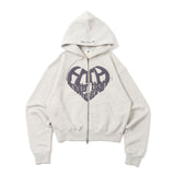 心臟徽標拉鍊連帽衫