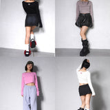 heart pattern cropped long tee