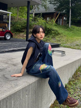 rainbow damage denim