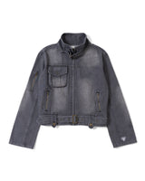 WASHED BELT DENIM JACKET