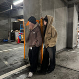 國王徽標復古連帽工作夾克