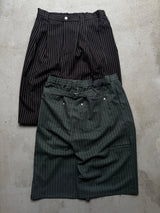 Wide-Pleated Striped Shorts