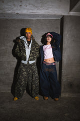 Tribal logo balloon baggy pants