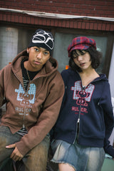 Boxy ruler front zip hoodie