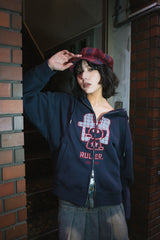 Boxy ruler front zip hoodie