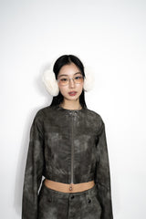 Cropped Fake Leather Jacket