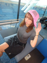 Edge embroidery pigment half pants