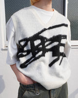 큰 로고 니트 조끼