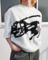 큰 로고 니트 조끼