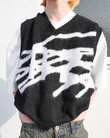 큰 로고 니트 조끼