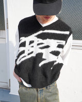 큰 로고 니트 조끼