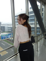 chain embroidery glitter sweat pants