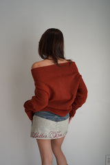 off shoulder zip knit