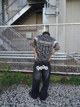 9090 OG Logo Painted Denim Pants