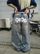 9090 OG Logo Painted Denim Pants
