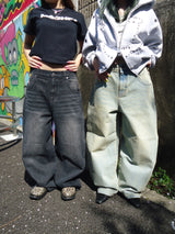 King Logo Slub Denim Buggy Pants