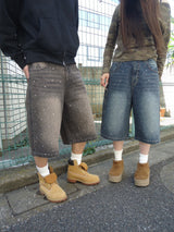 平成标志水钻牛仔短裤