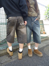 平成标志水钻牛仔短裤